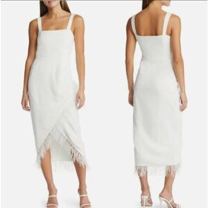 Saylor Caylin White Feather Sleeveless Midi Dress Size S New $352